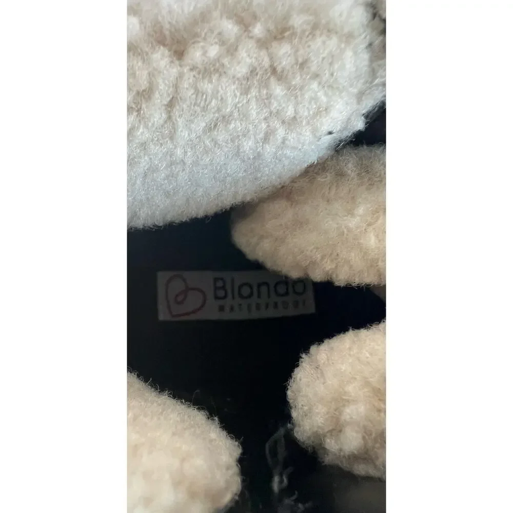 Blondo Devin Waterproof Boots Women 8.5 Black Excellent Suede Sherpa Lug Sole‎